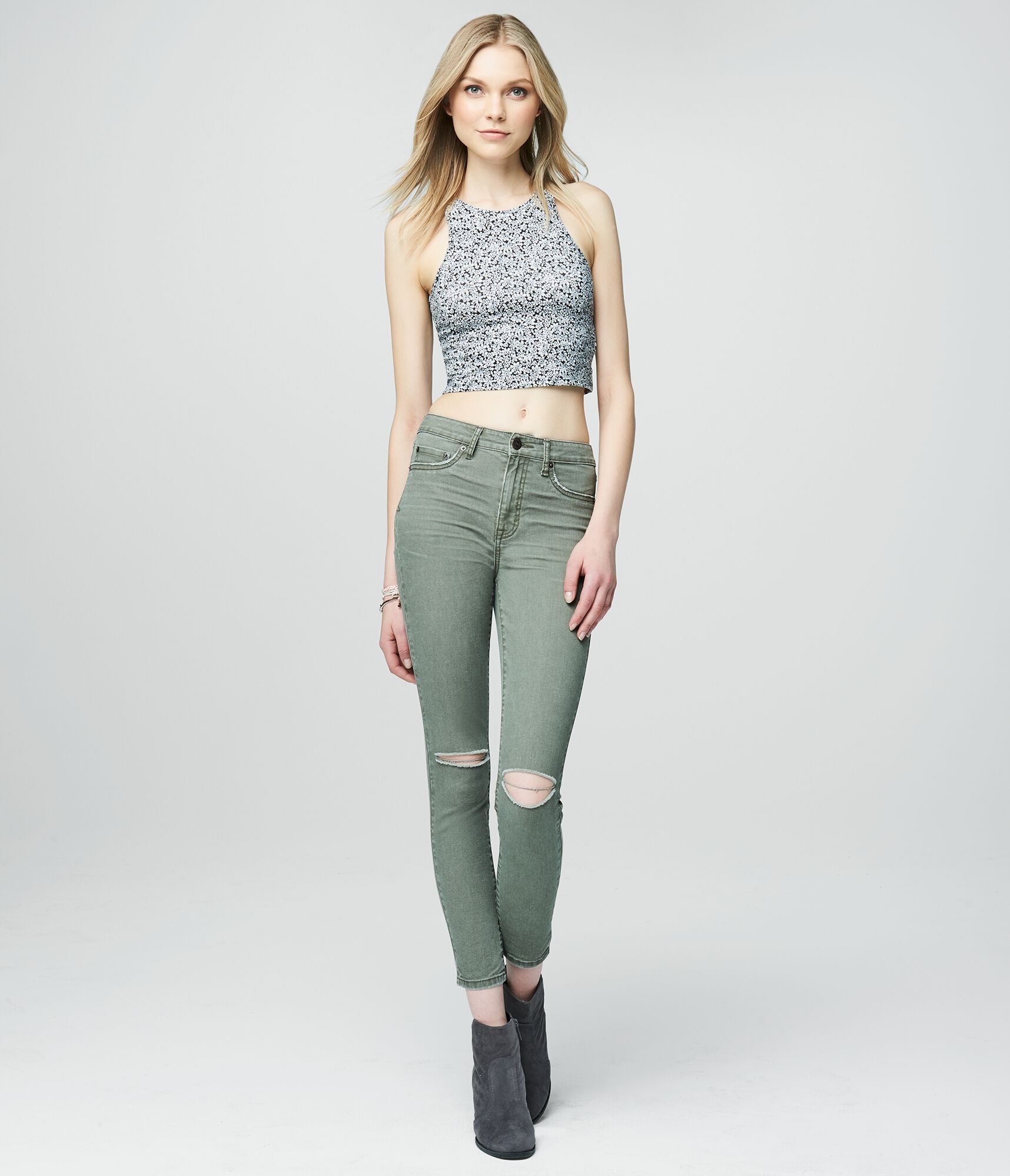 Seriously Stretchy Color Wash High-Waisted Ankle Jegging