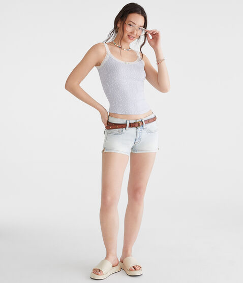 Low-Rise Denim Midi Shorts Low-Rise Denim Midi Shorts