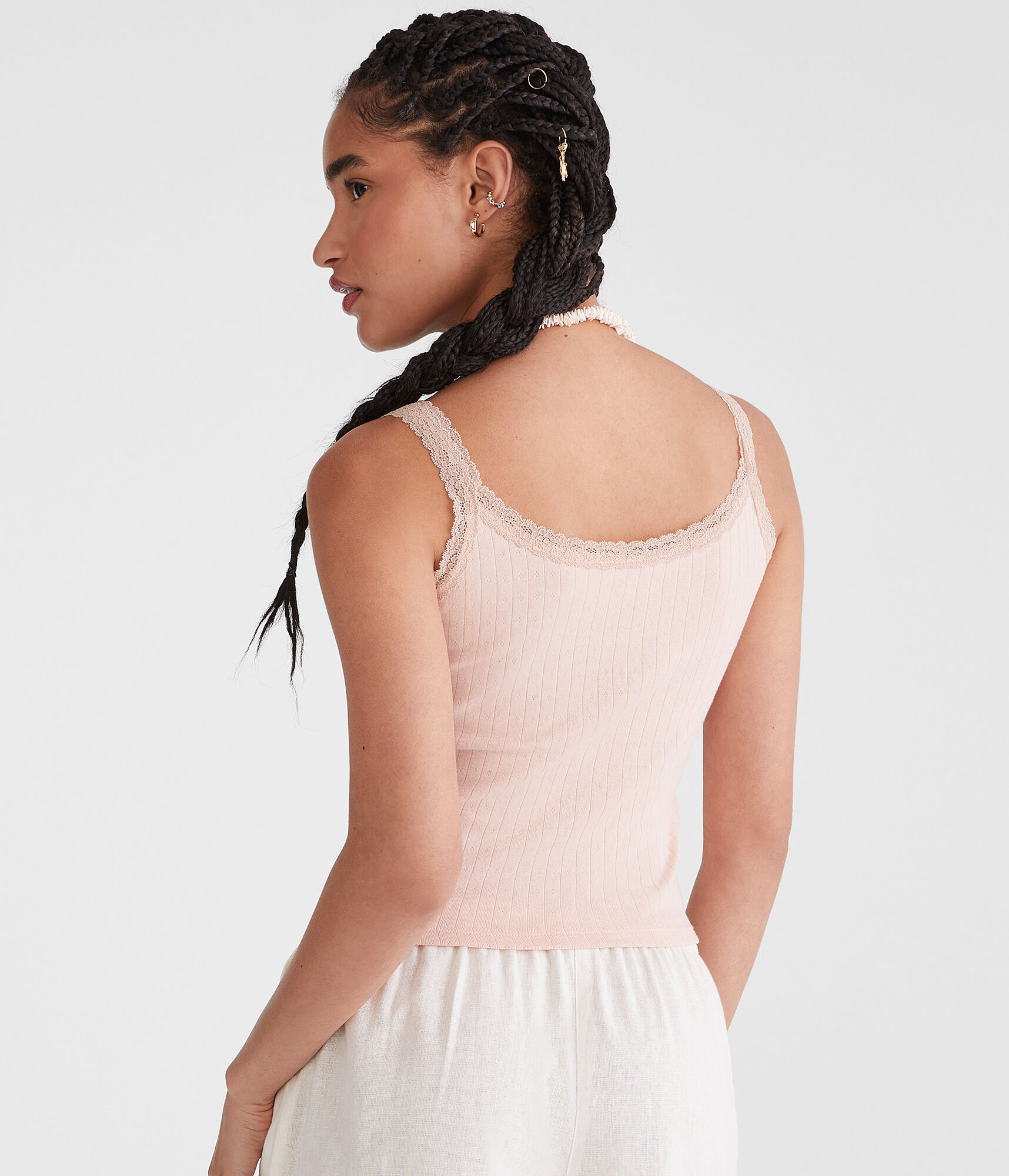 Pointelle Lace-Trim Cami