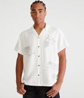 Short Sleeve Amalfi Coast Embroidered Linen Shirt