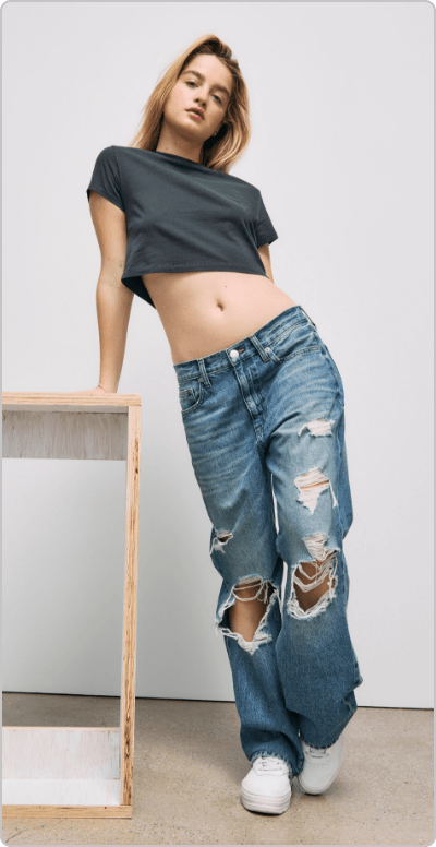 Alsharifa Cute Long Wide-leg Denim Pants