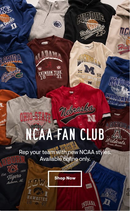 NCAA Fan Club: Rep your team with new NCAA styles. Available online only. Shop Now