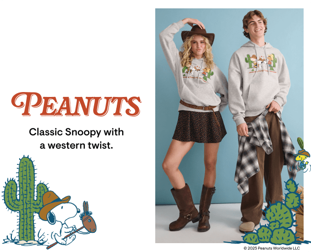 Peanuts: Classic Snoopy with a western twist. Shop Now