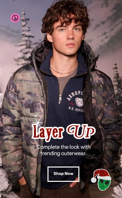 Layer up - Complete the look with trending outerwear. Shop Now