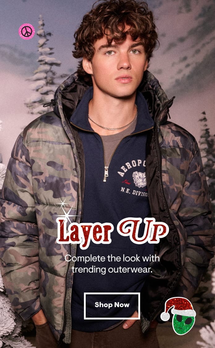 Layer up - Complete the look with trending outerwear. Shop Now