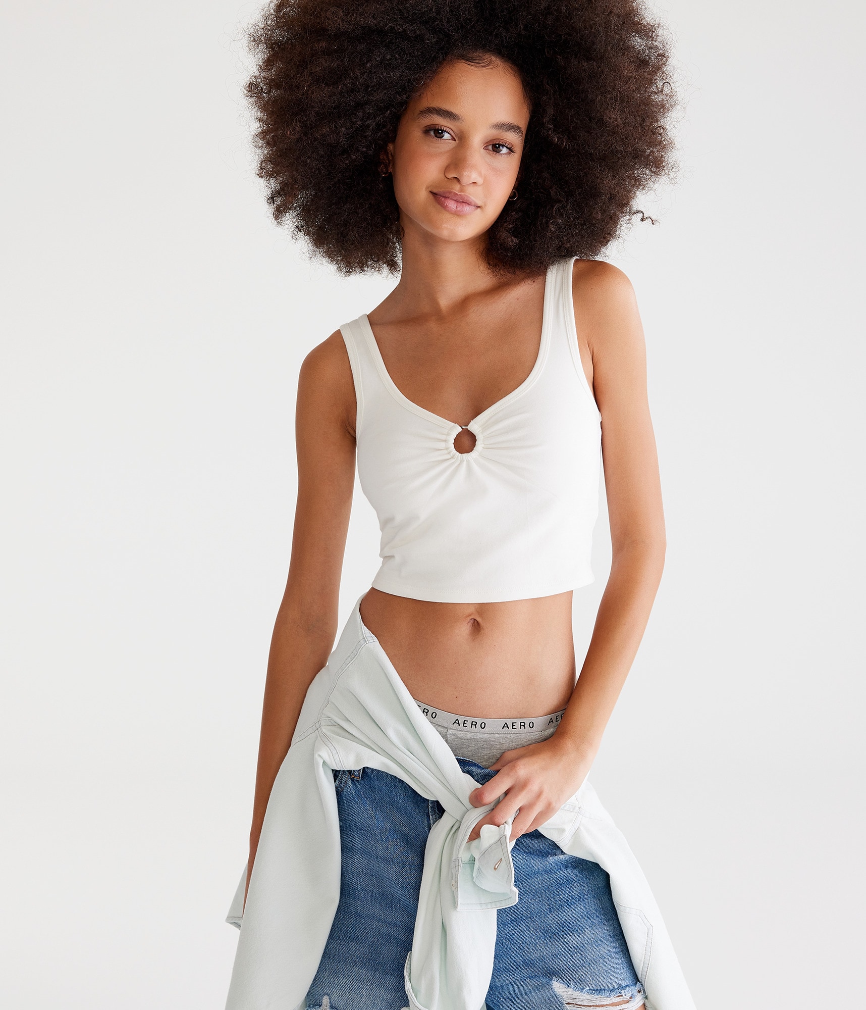 WRYHTライトSHIRRING BORDER CROPPED TANK TOP 06001-