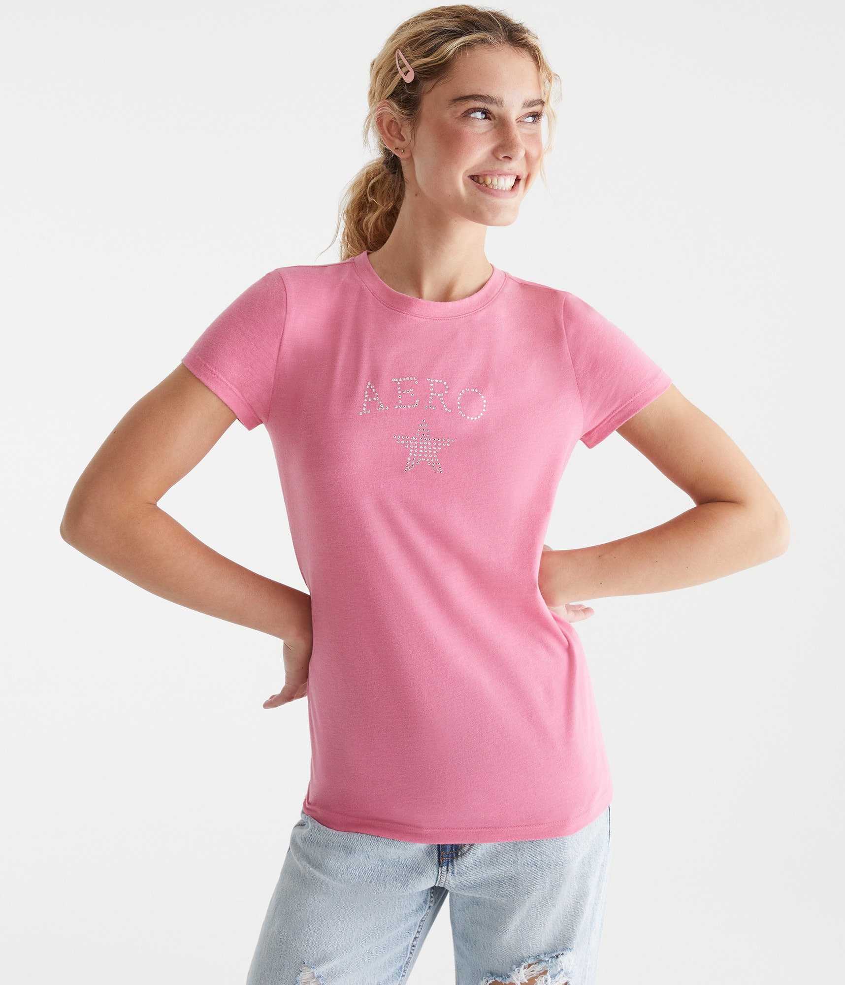 *p(R)ojectR® Rhinestone Logo SS Tee HZCX Mens Womens T Shirt Rhinestone Short Sleeve Mercerized