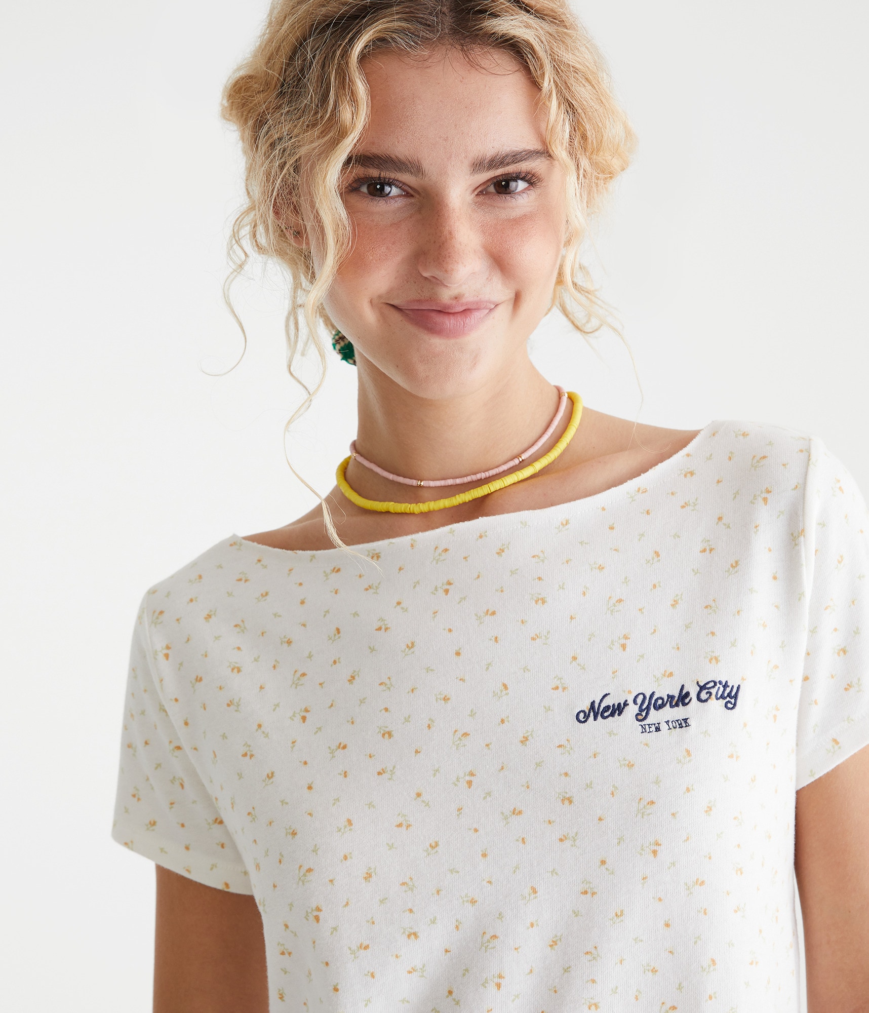 Seriously Soft Floral Off-The-Shoulder Vintage Fit Graphic Tee