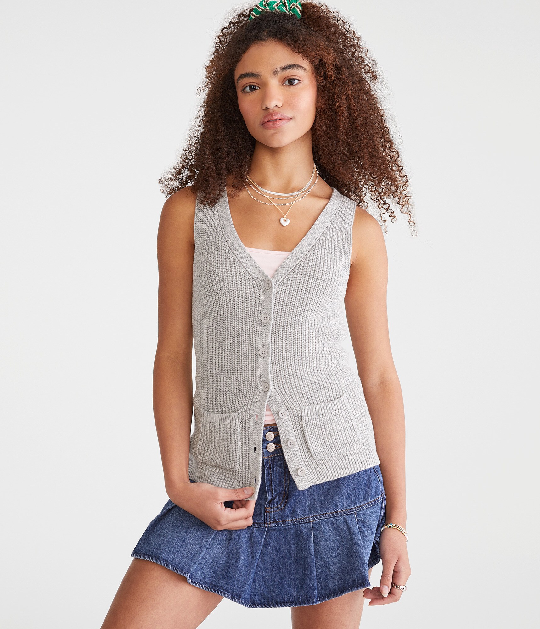 Solid V-Neck Sweater Vest