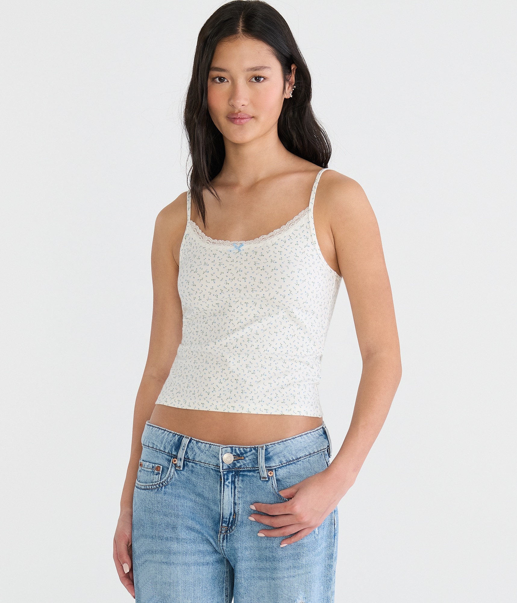 Floral Lace-Trim Cami