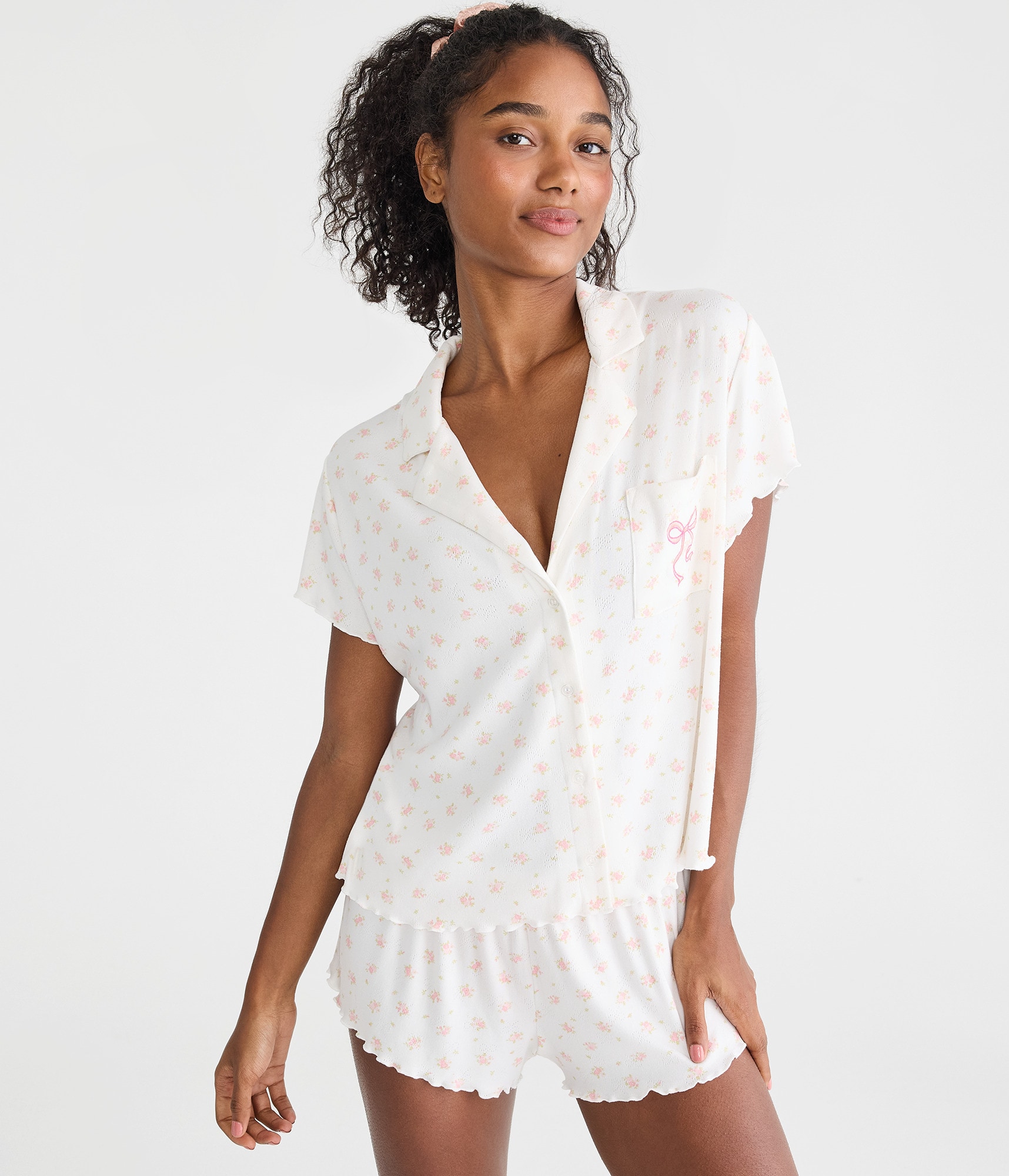 Printed Pointelle Knit Sleep Shirt