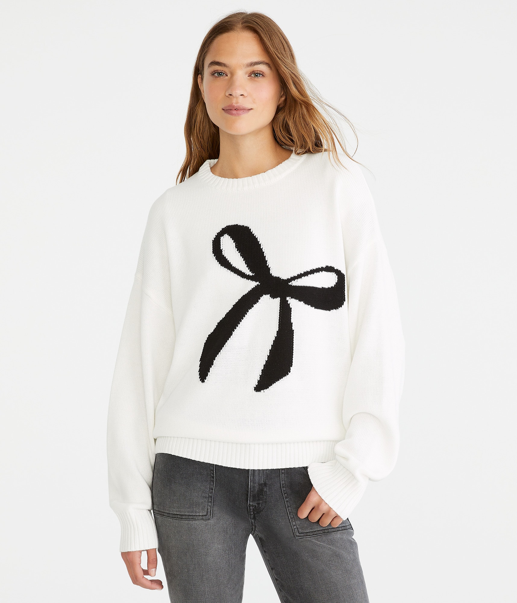 Bow Oversized Crew Sweater