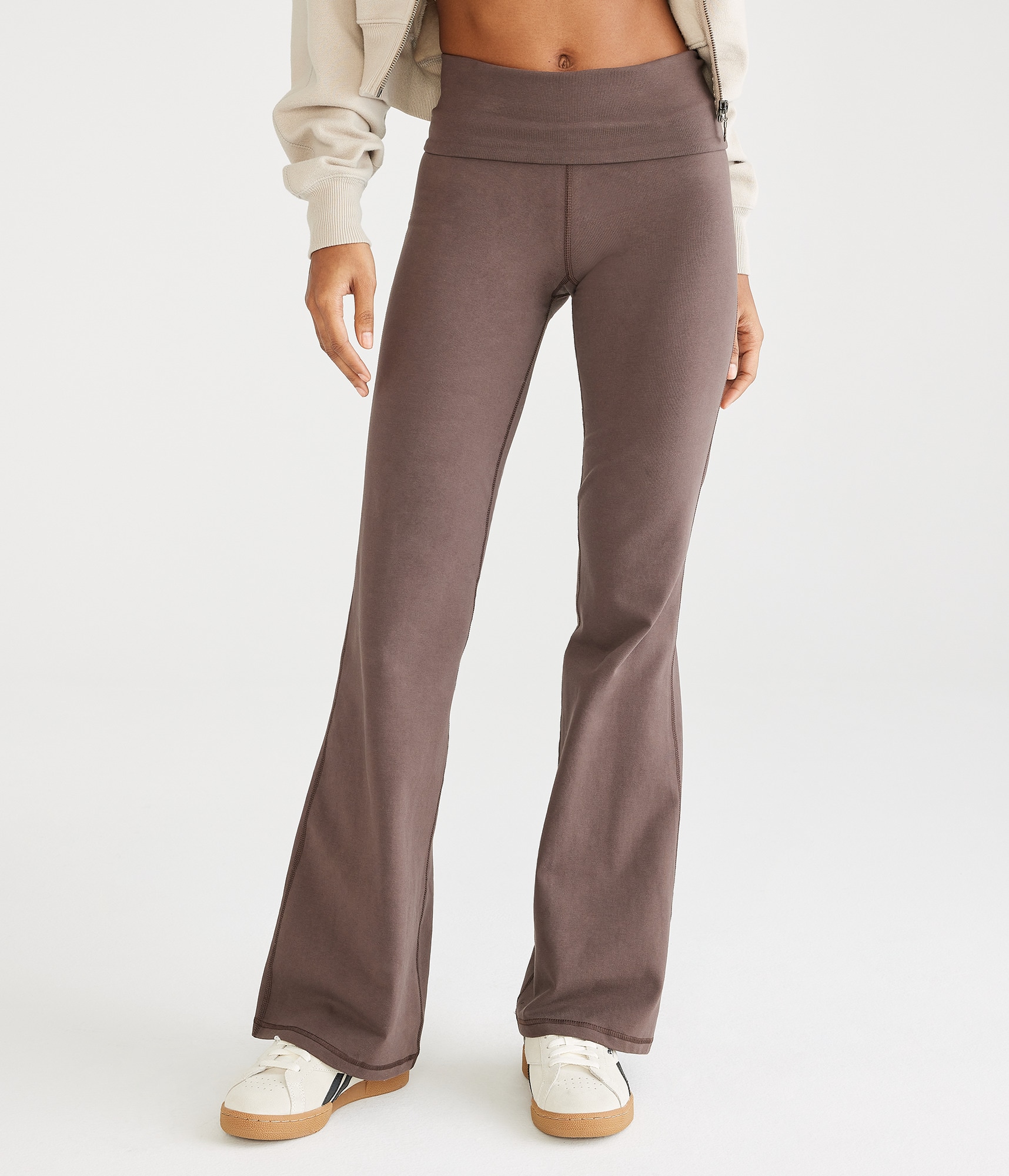 Flare High-Waisted Fold-Over Pants