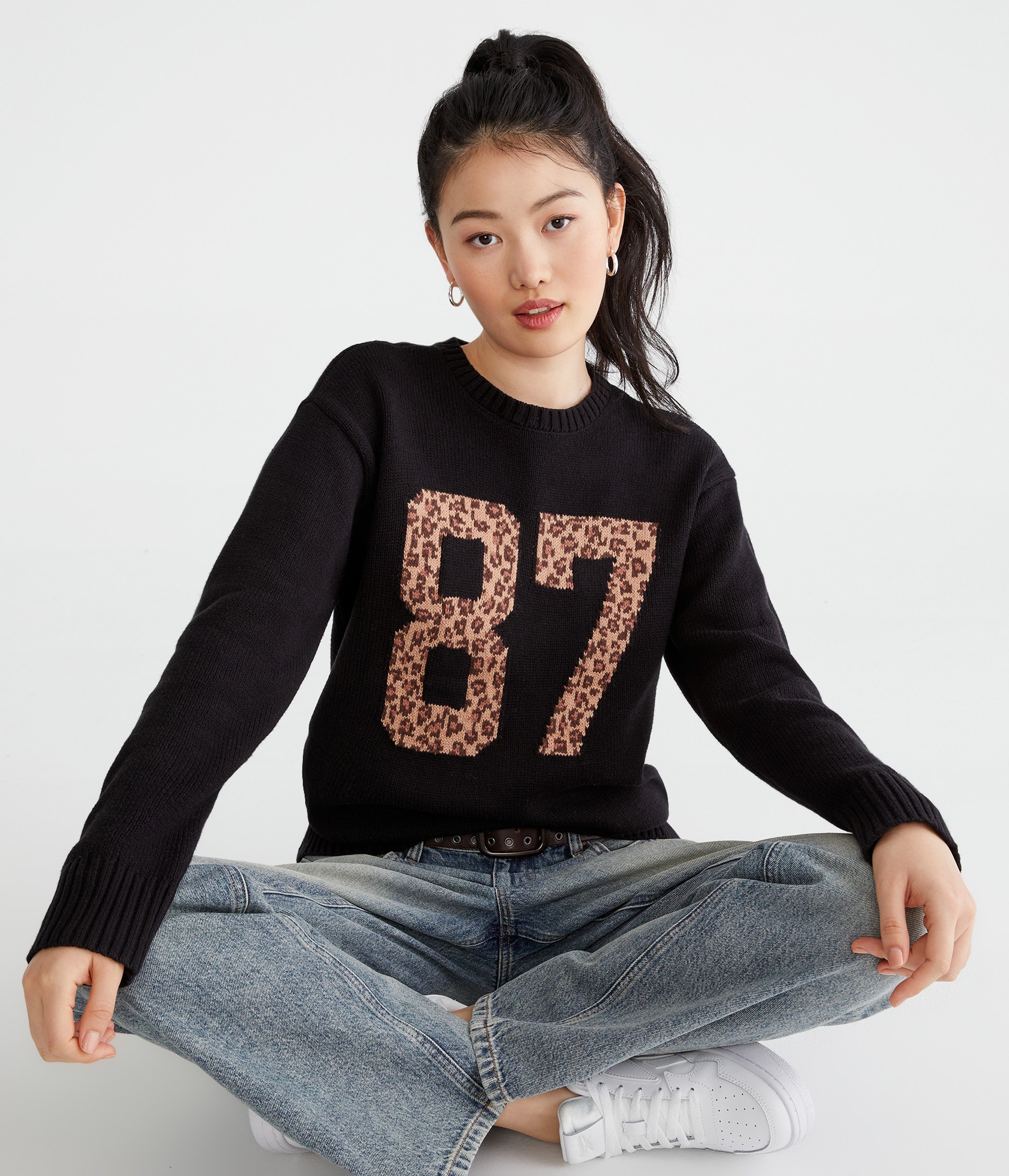 Leopard 87 Oversized Crew Sweater