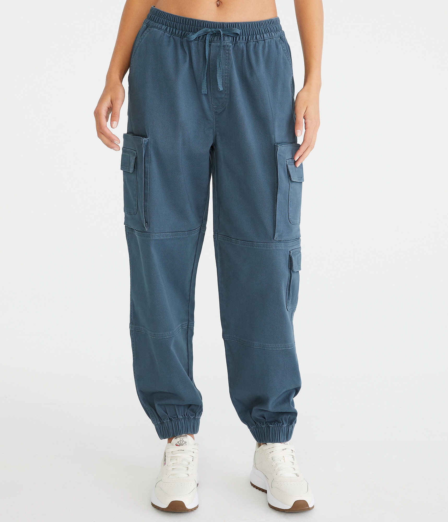 High-Rise Twill Cargo Joggers