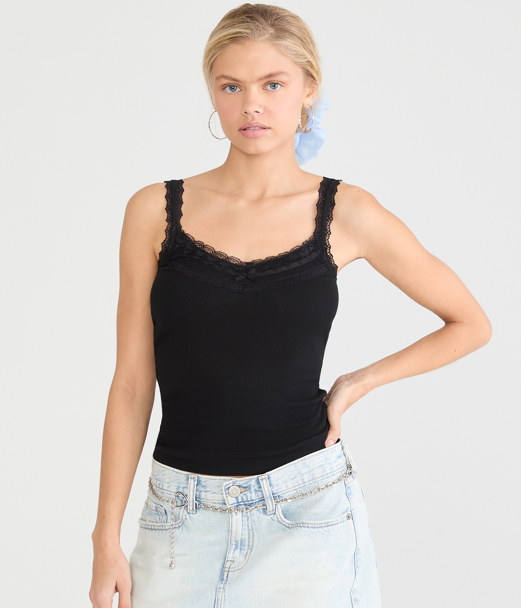 Ribbon & Lace Scoop-Neck Tank