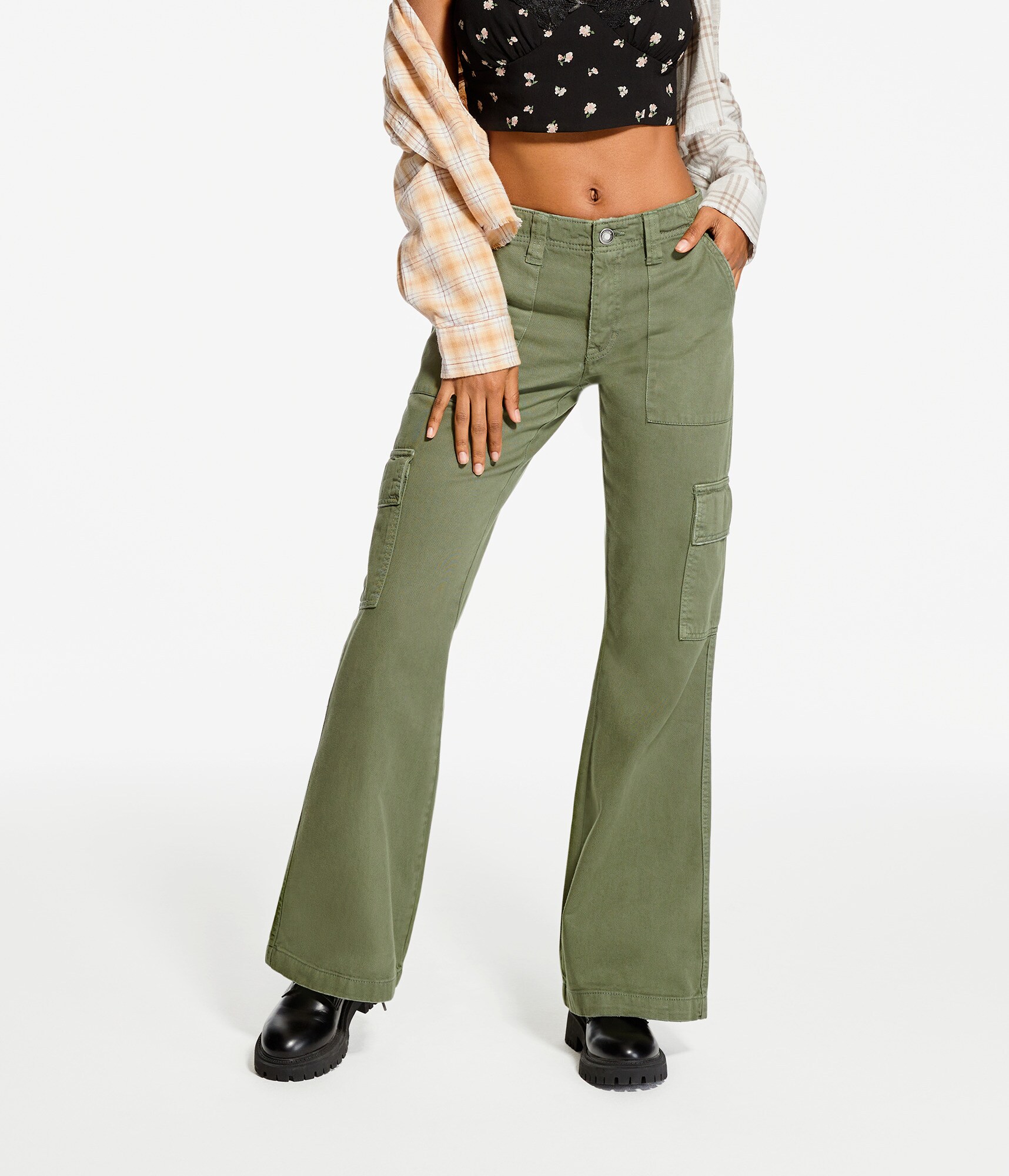 Low-Rise Flare Utility Cargo Pants