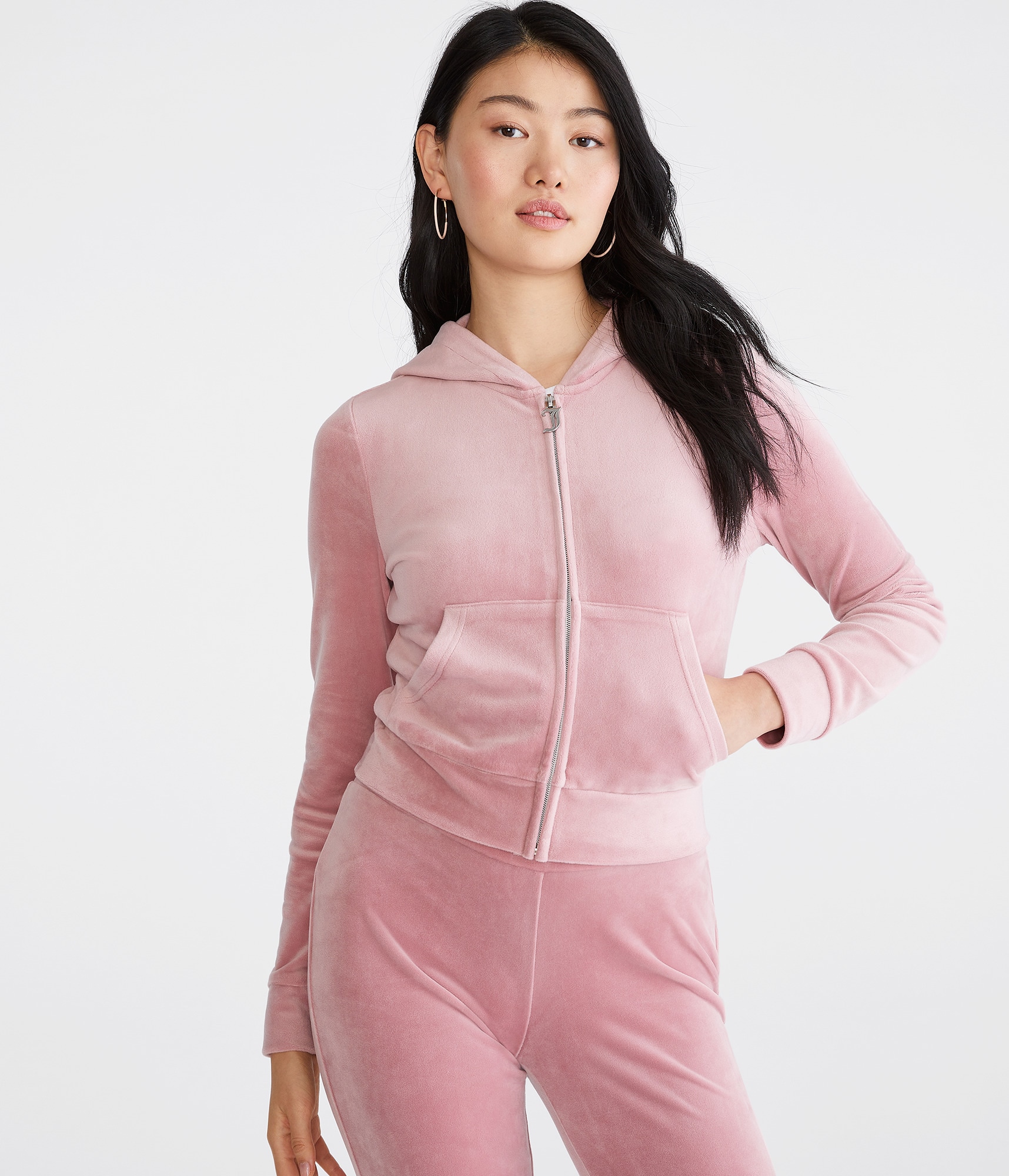 ジップスポーツジャケットJuicyCouture Juicy Couture Bling Velour Full-Zip Hoodie