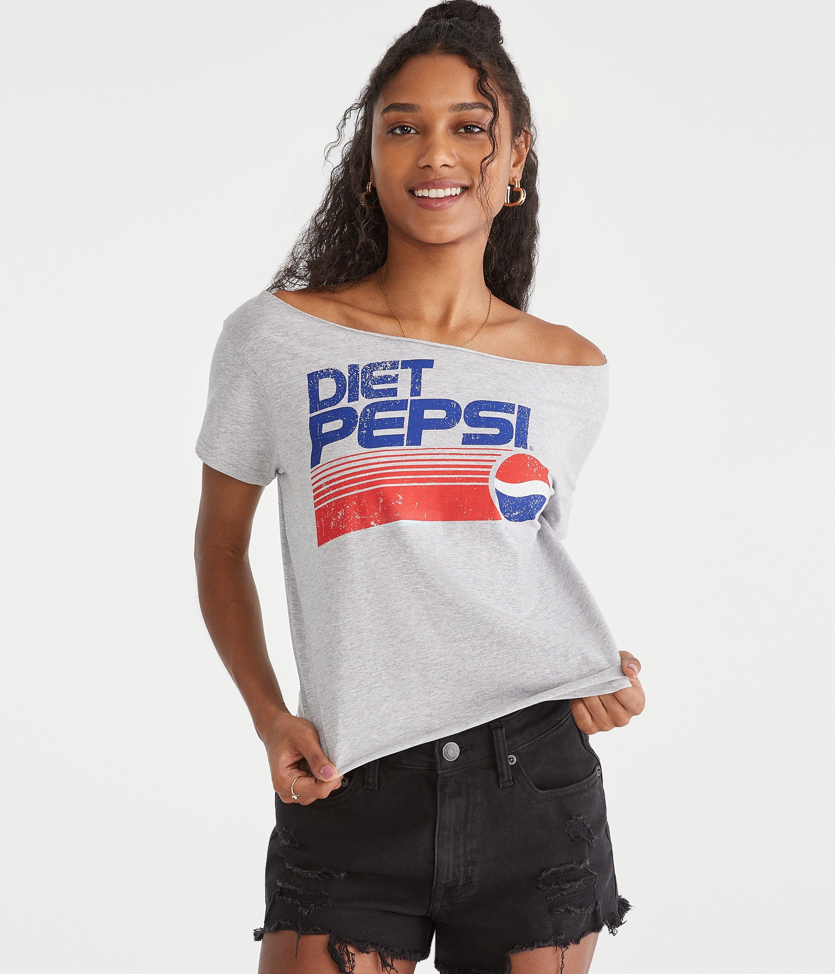 Diet Pepsi Off-The-Shoulder Graphic Tee