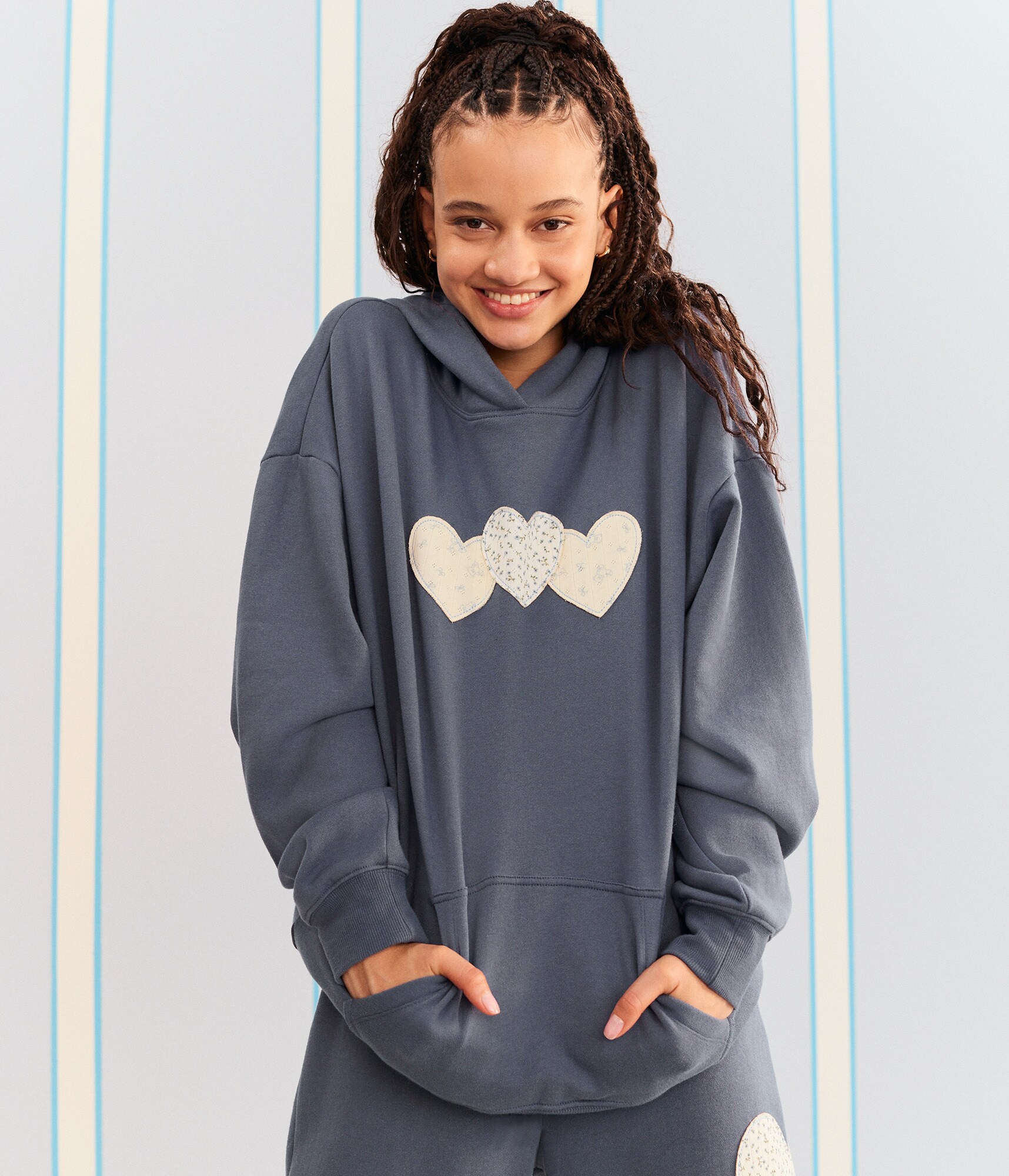 Demetra for Aero Heart Patch Pullover Hoodie