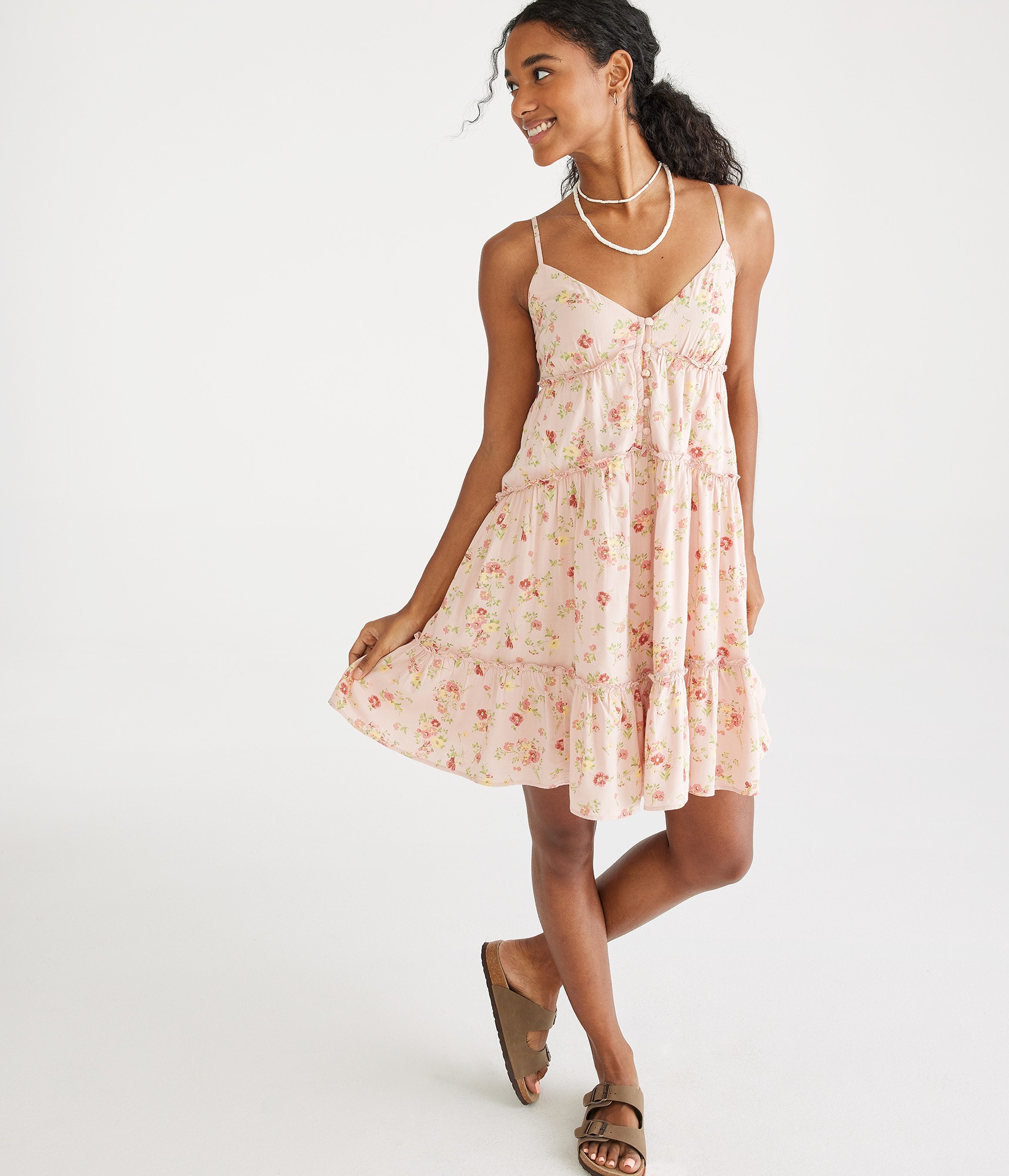 Floral V-Neck Ruffled Babydoll Dress