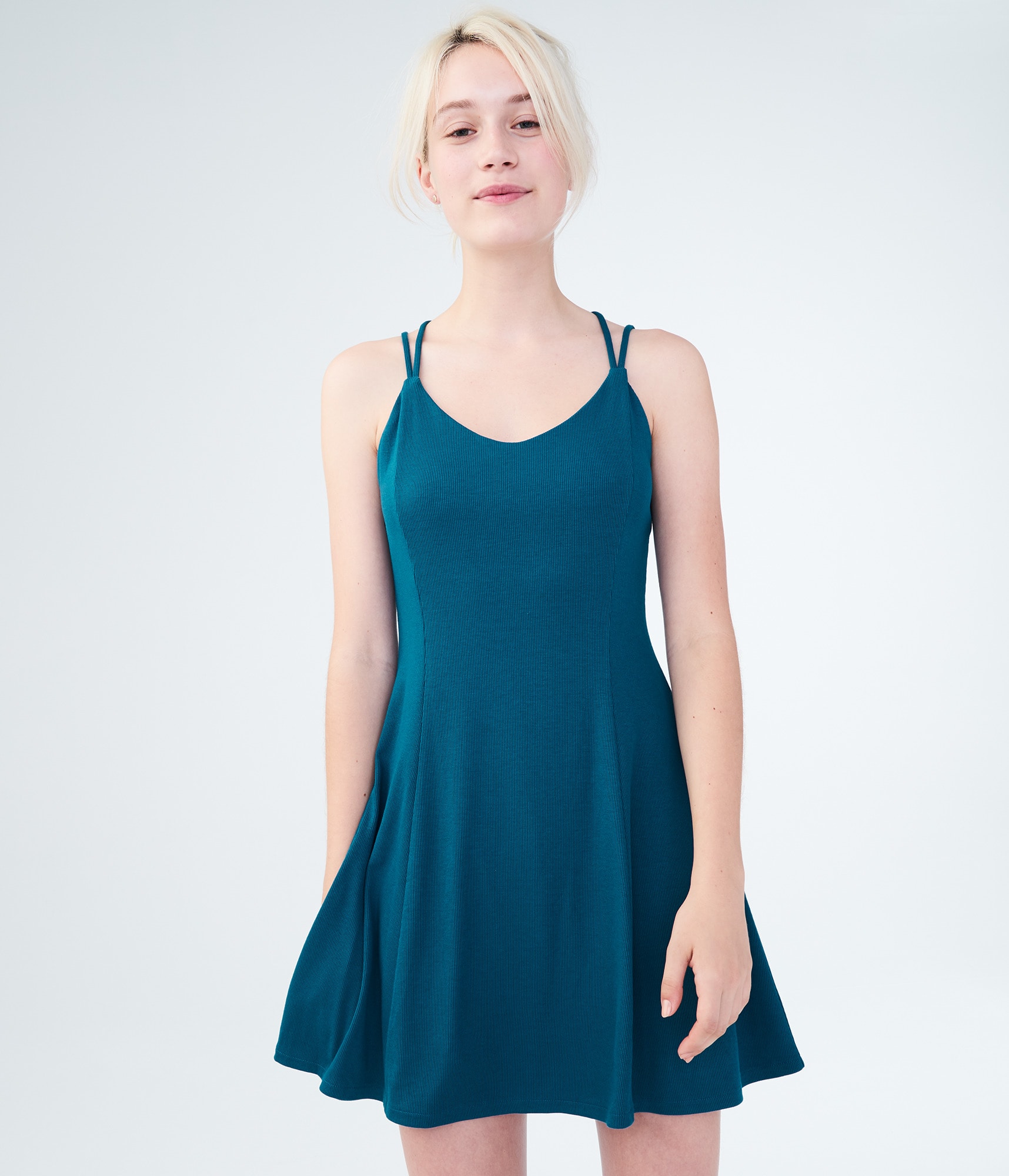 Solid Fit & Flare Skater Dress
