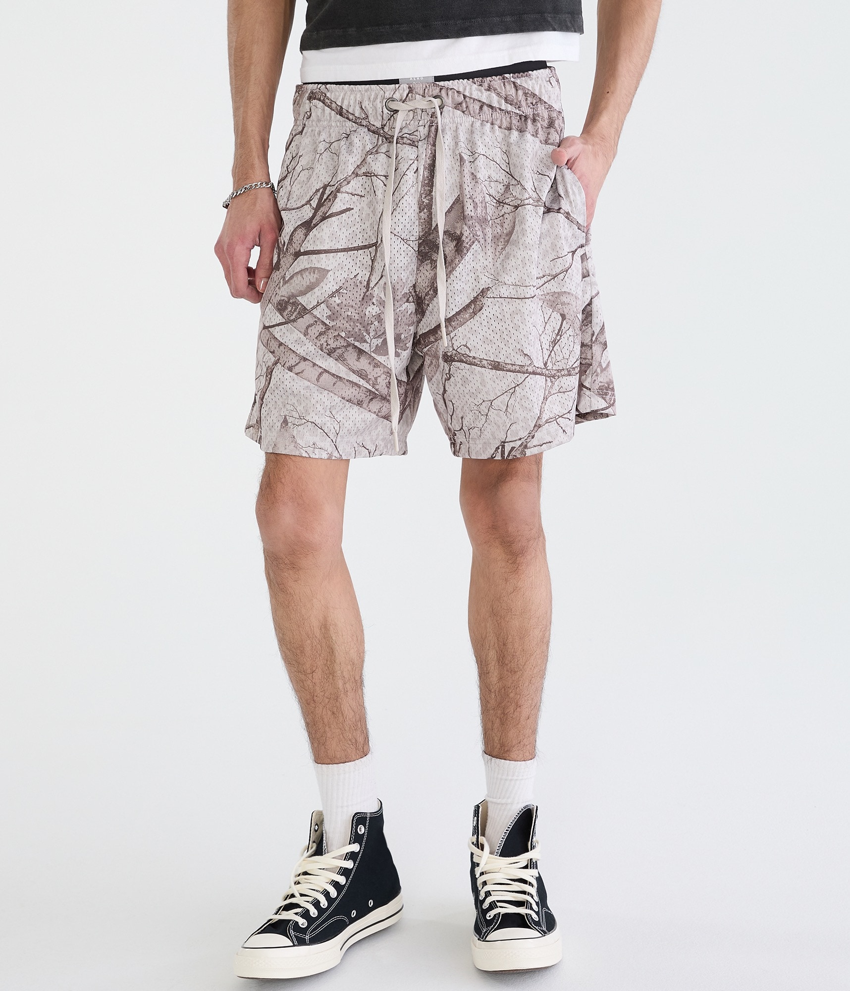 Forest Camo Leopard Print Mesh Shorts