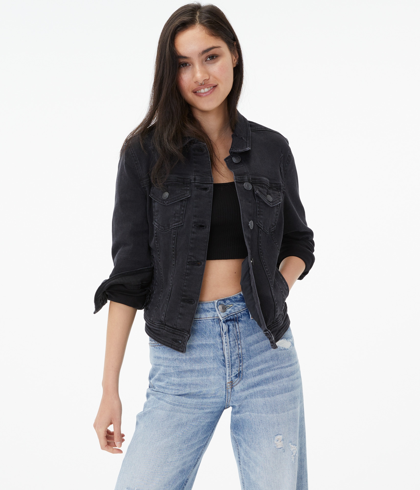 Seriously Stretchy Black Wash Denim Jacket