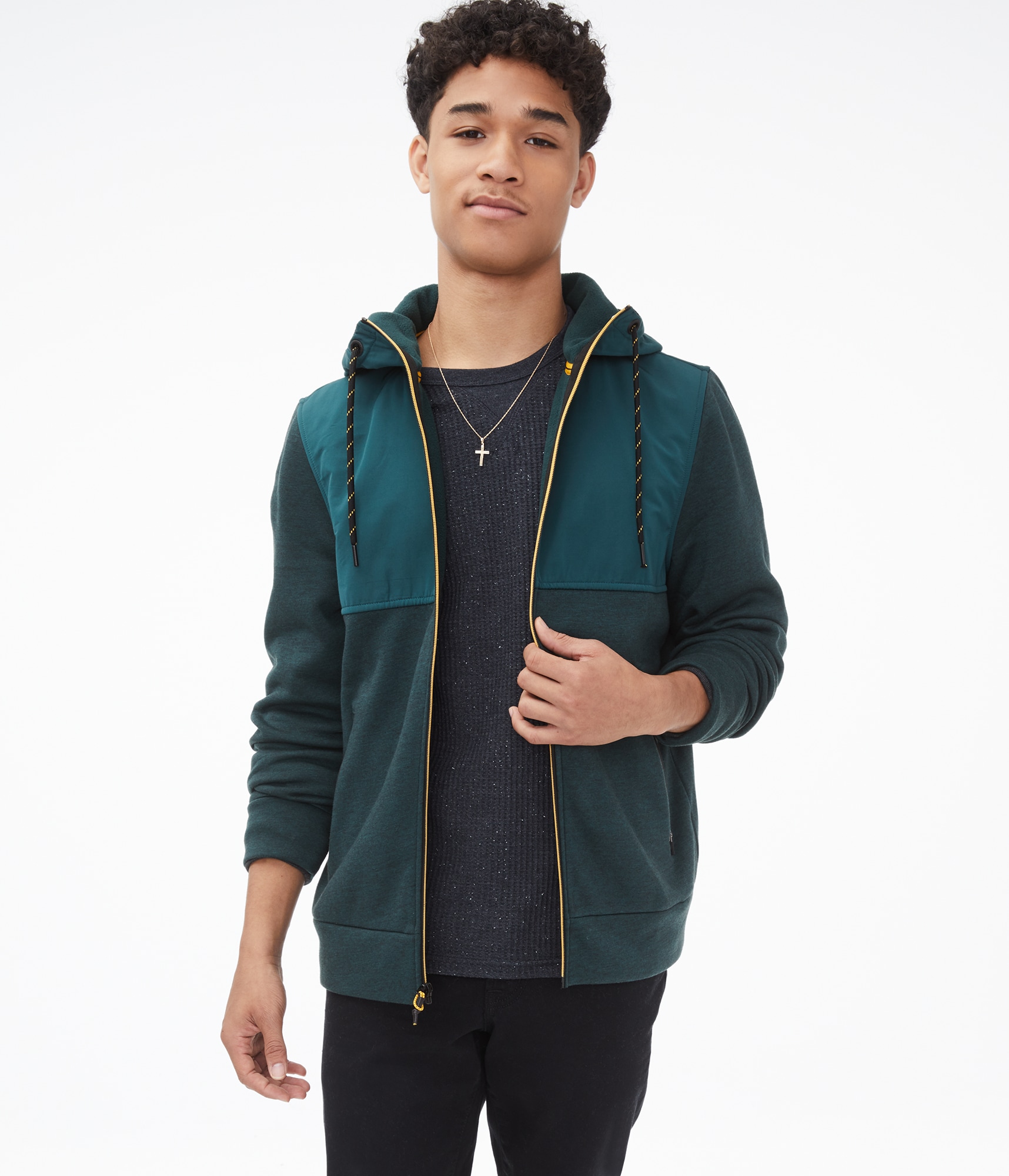 Southpole Boys Big Tech Fleece Hooded Fullzip with Zipper Details