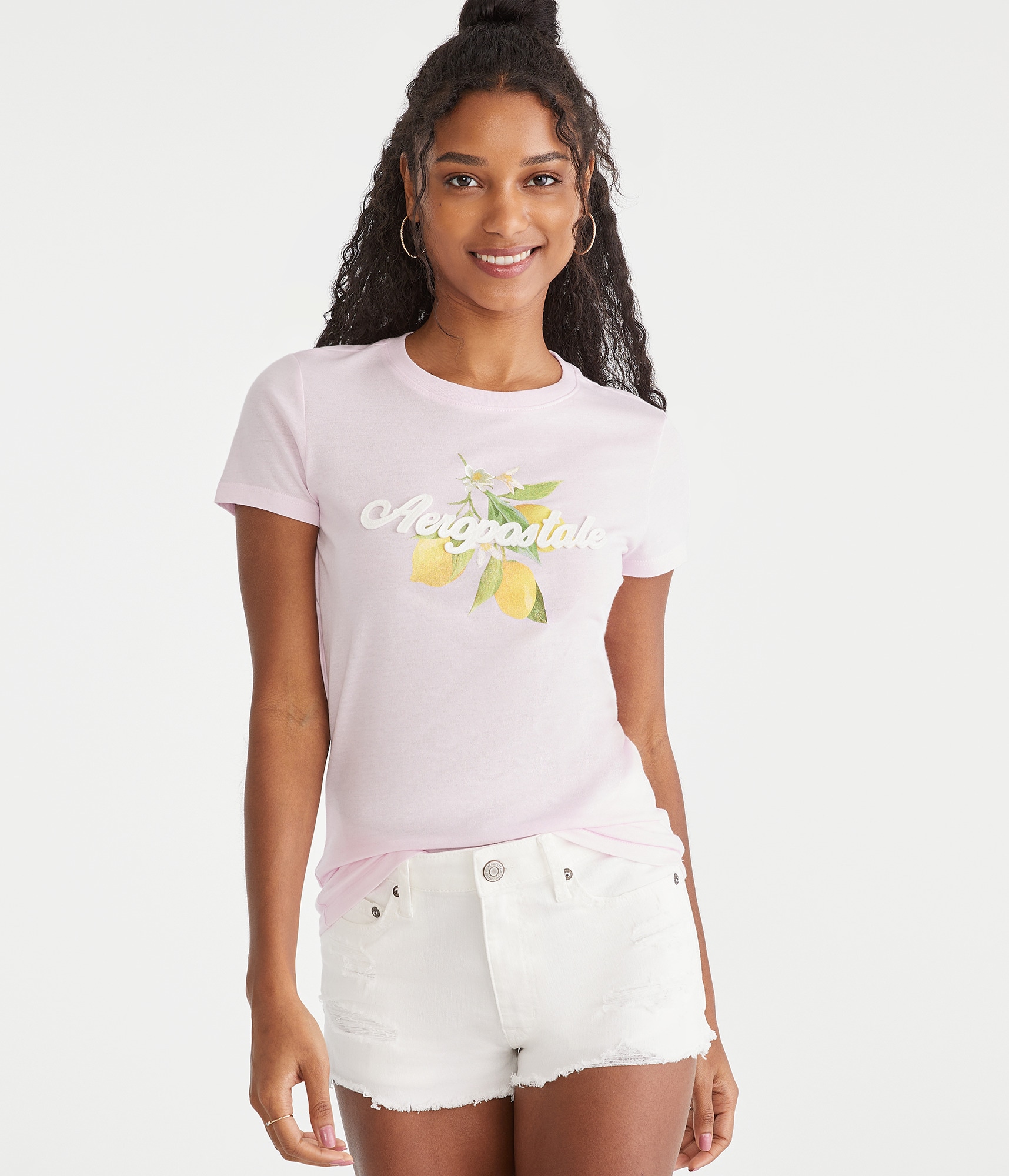 Aeropostale Lemons Appliqué Graphic Tee
