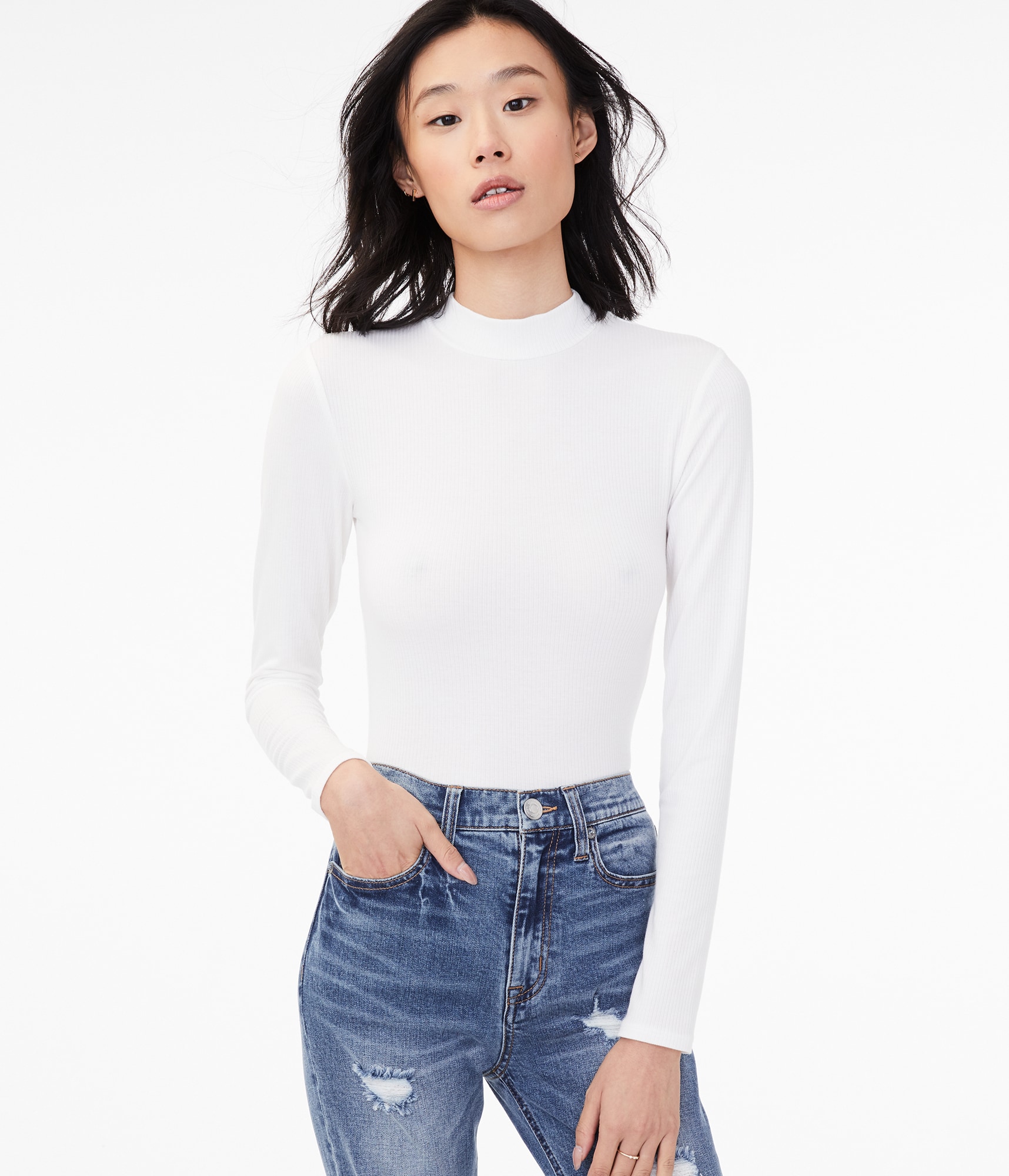 Long Sleeve Seriously Soft Mock-Neck Tee