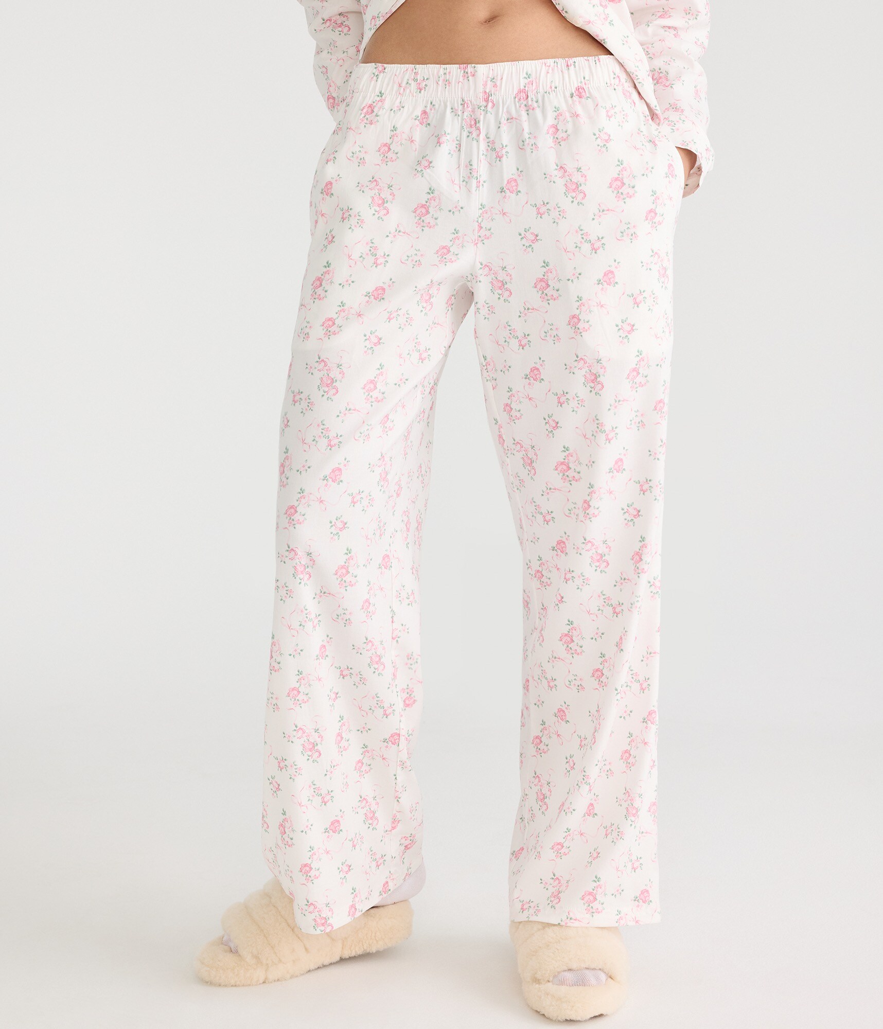 Floral Bow Woven Sleep Pants