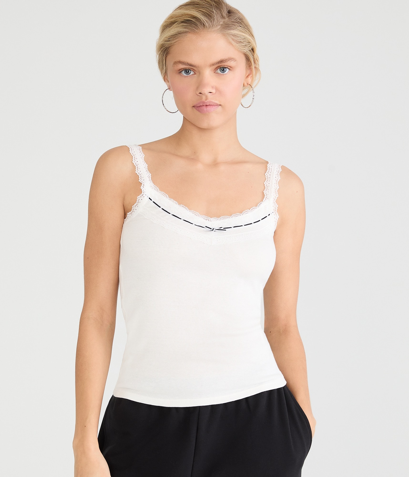 Ribbon & Lace Scoop-Neck Tank