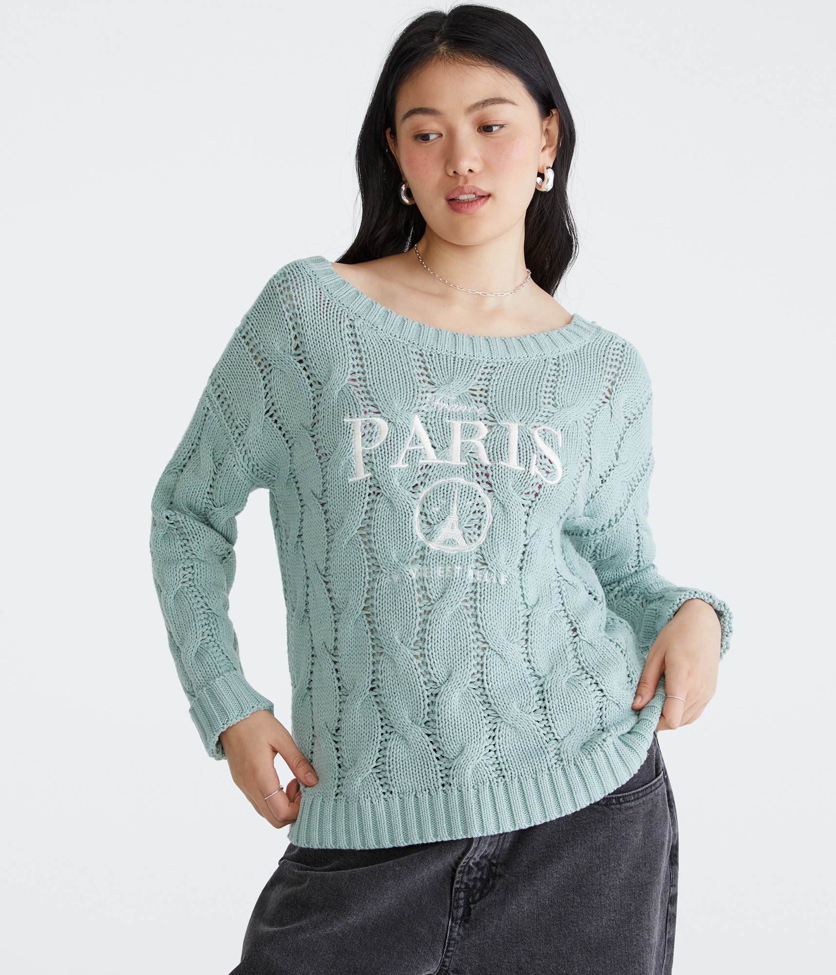 Wear 2 Ways Paris Oversized Cable Sweater