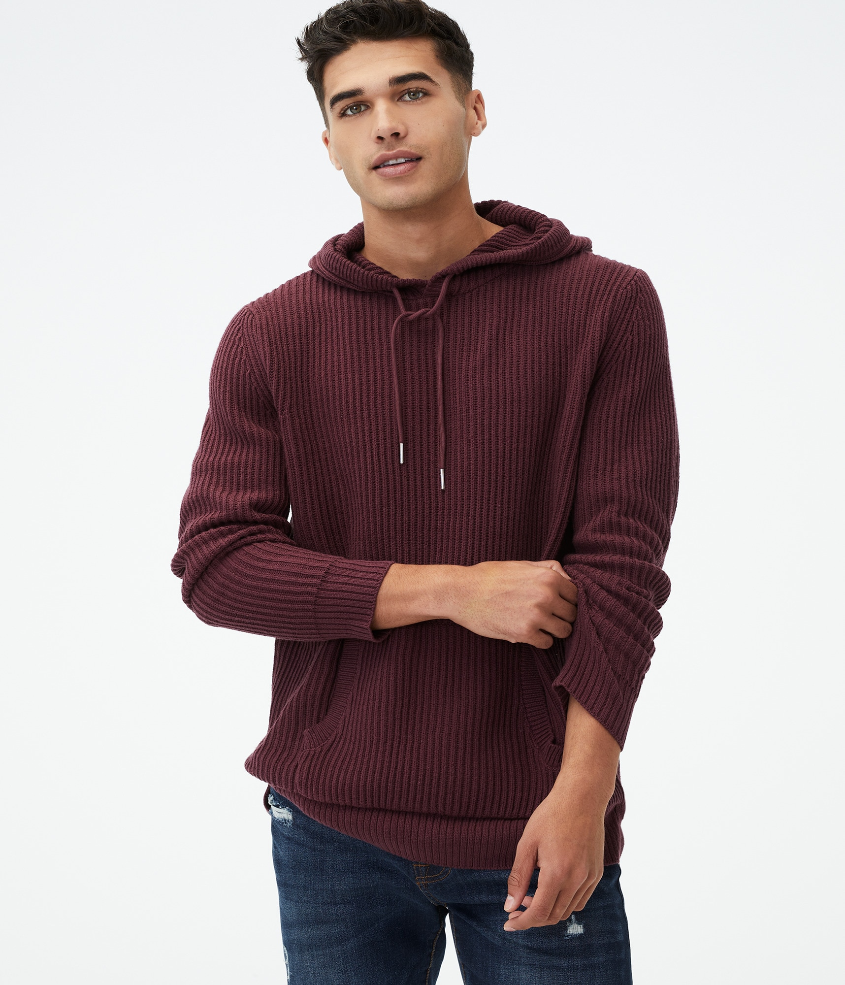 Ribbed Hooded Sweater