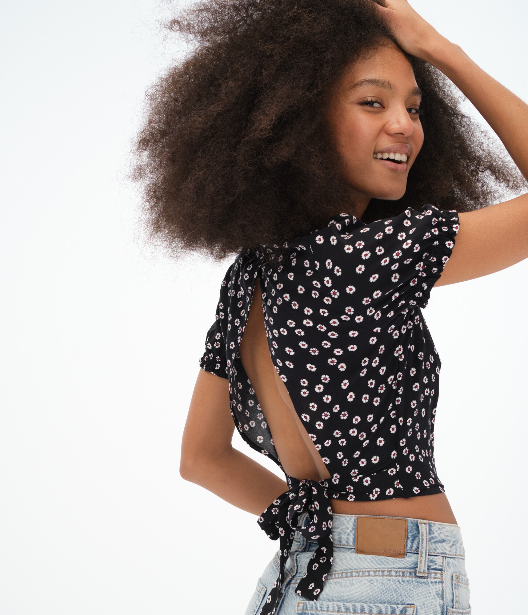 Floral Tie-Back Crop Top