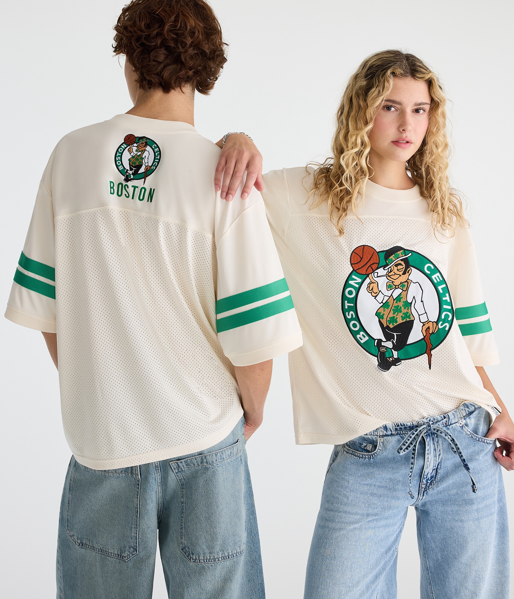Boston Celtics Sleeve Stripes Mesh Top