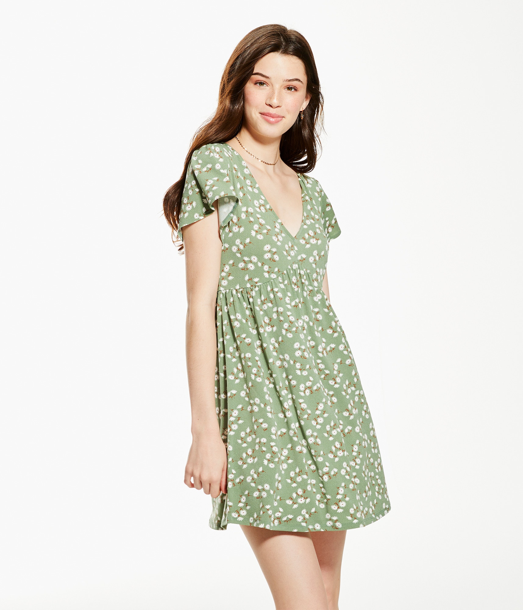 Apolina ワンピース　GaraDress Bellflower 3-5y J215055 Jade Tiffany Chiffon MOB Dress with Bell Sleeves & V