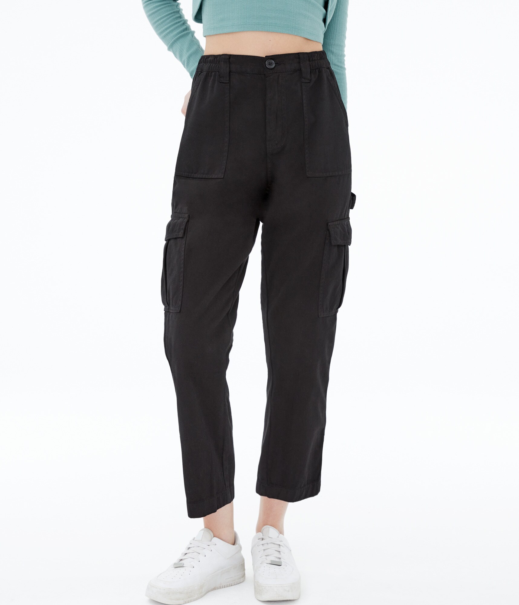 High-Waisted Straight Cargo Pants