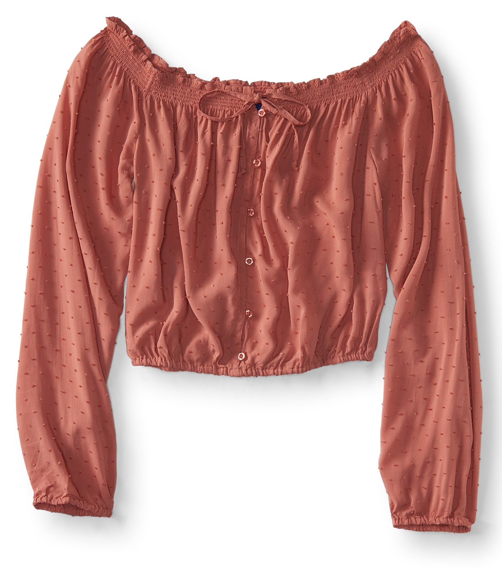 Long Sleeve Off-The-Shoulder Crop Top | Aeropostale