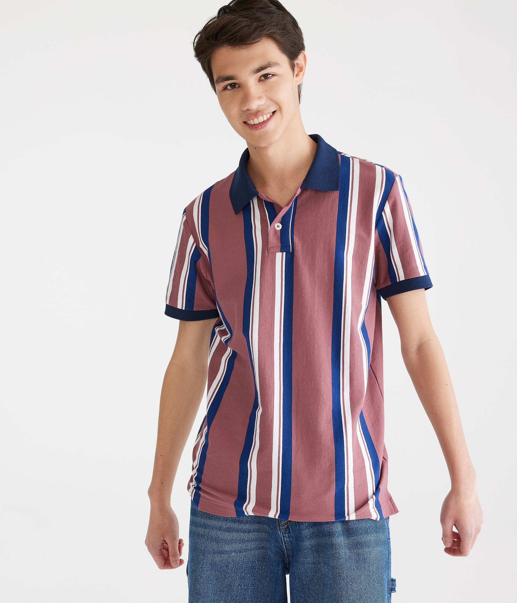 トップス [Europe archives]00sZipup Line PoloShirt Vertical Stripe Jersey Polo