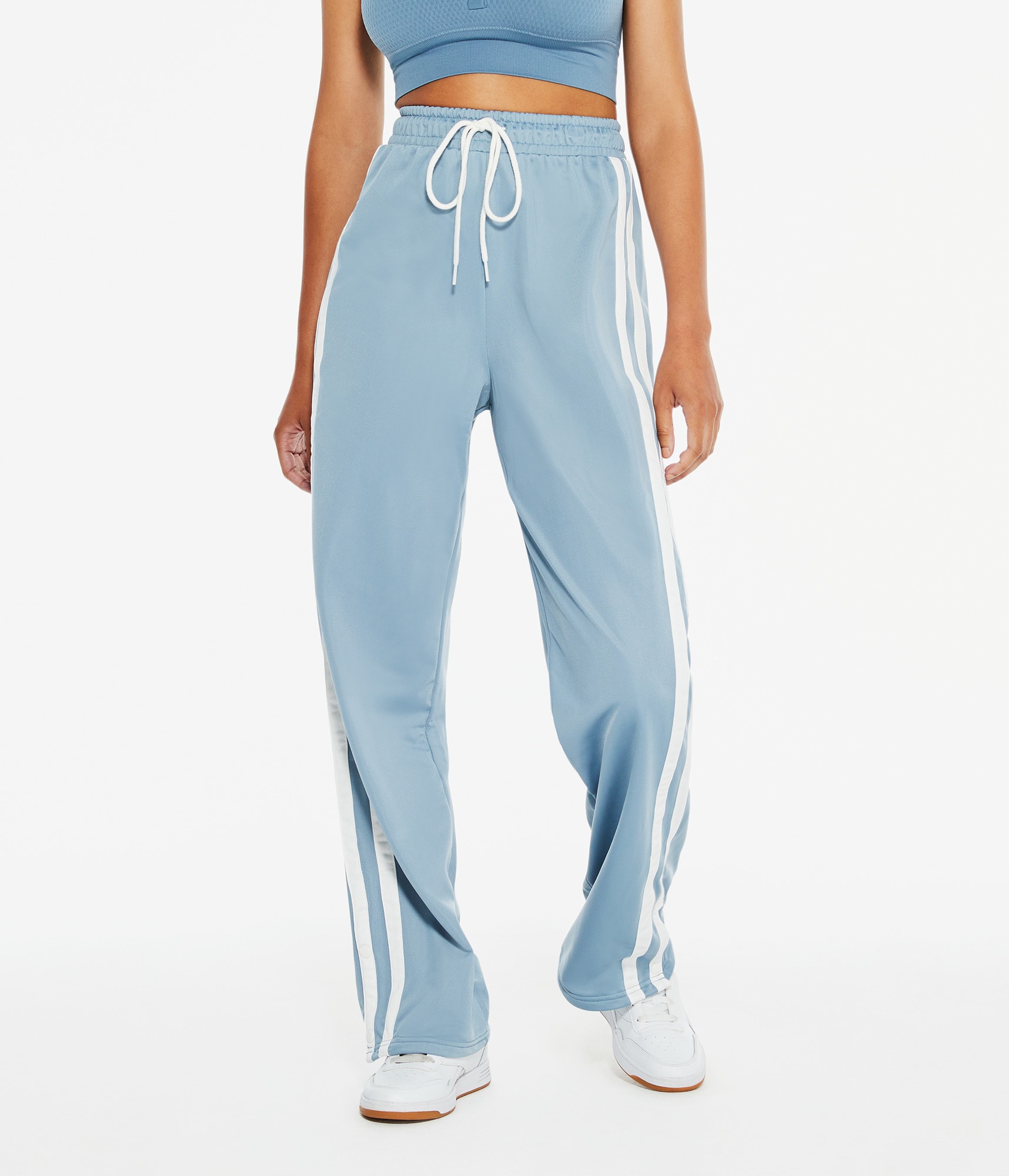 High-Waisted Striped Track Pants