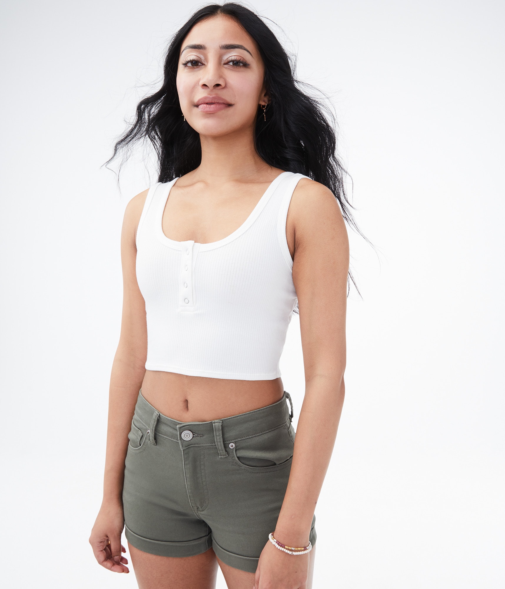 Snap Henley Crop Top