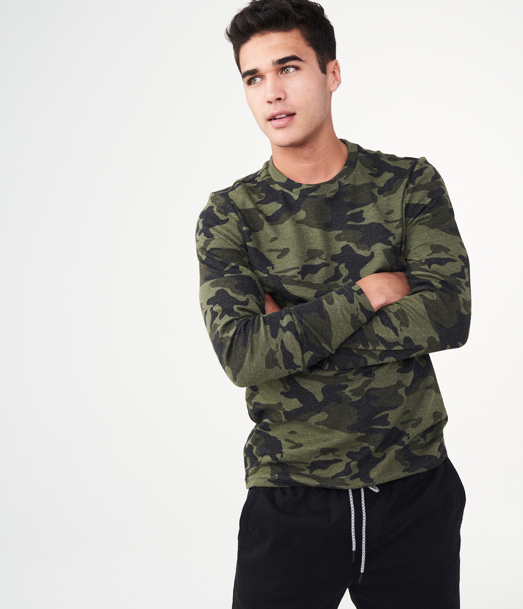 Long Sleeve Camo Thermal Crew Tee
