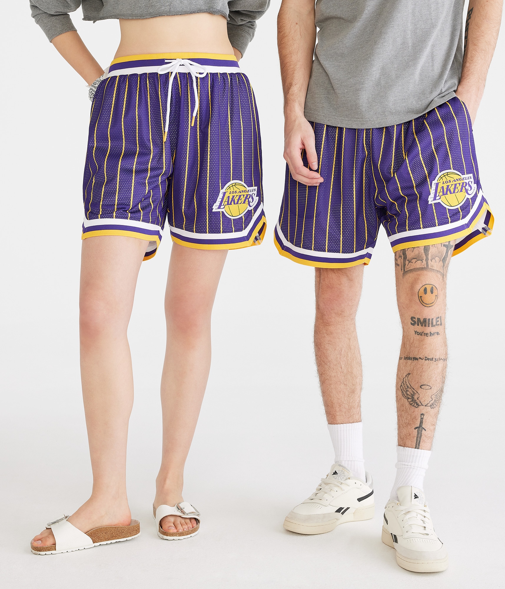 バスケットボール Los Angeles Lakers  basketball shorts Amazon.com: Mitchell & Ness NBA Big FACE Fashion Shorts 5.0
