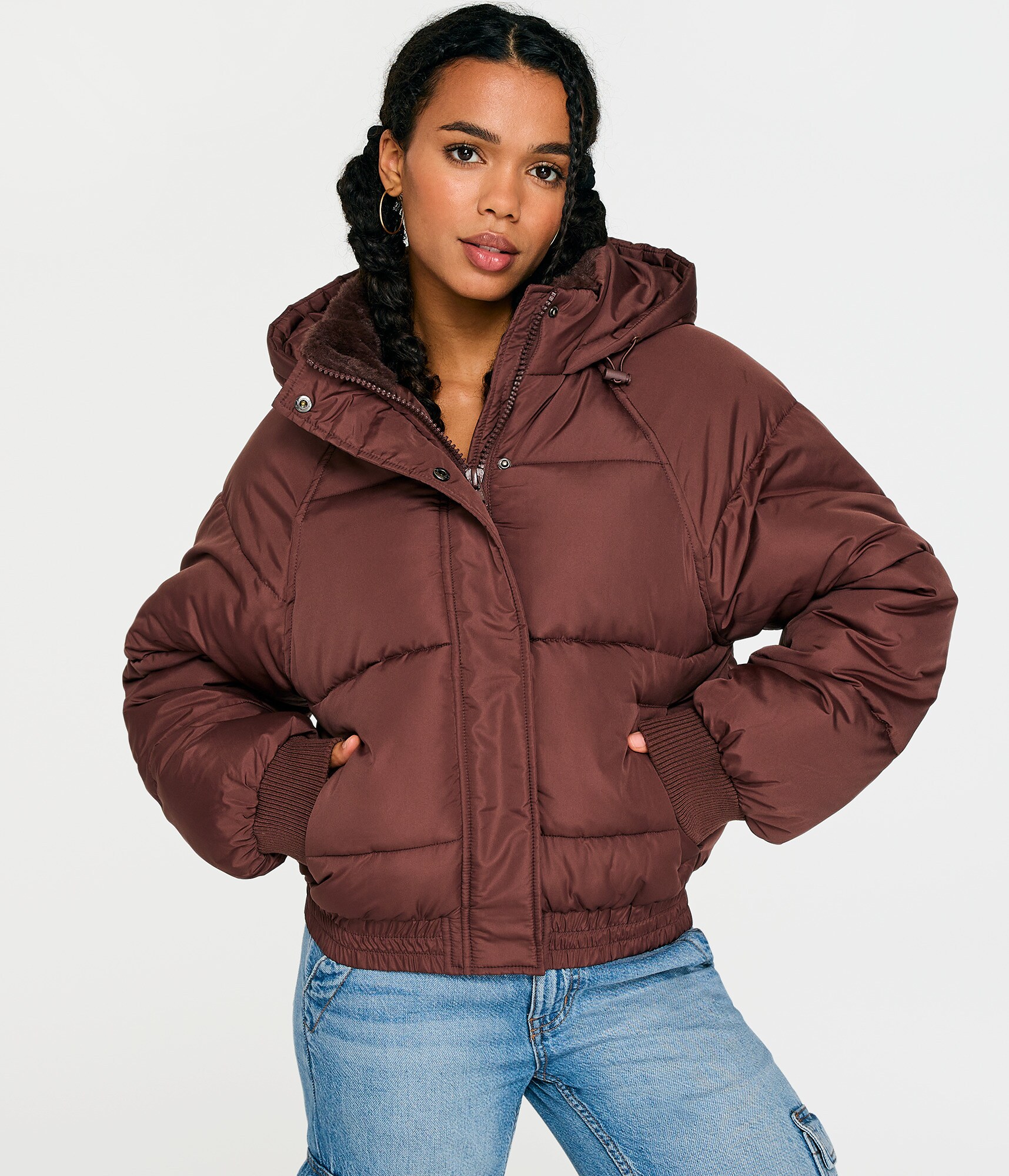 【PORTERNA】Ale color padded jacket Oversized Quilted Hooded Puffer Jacket