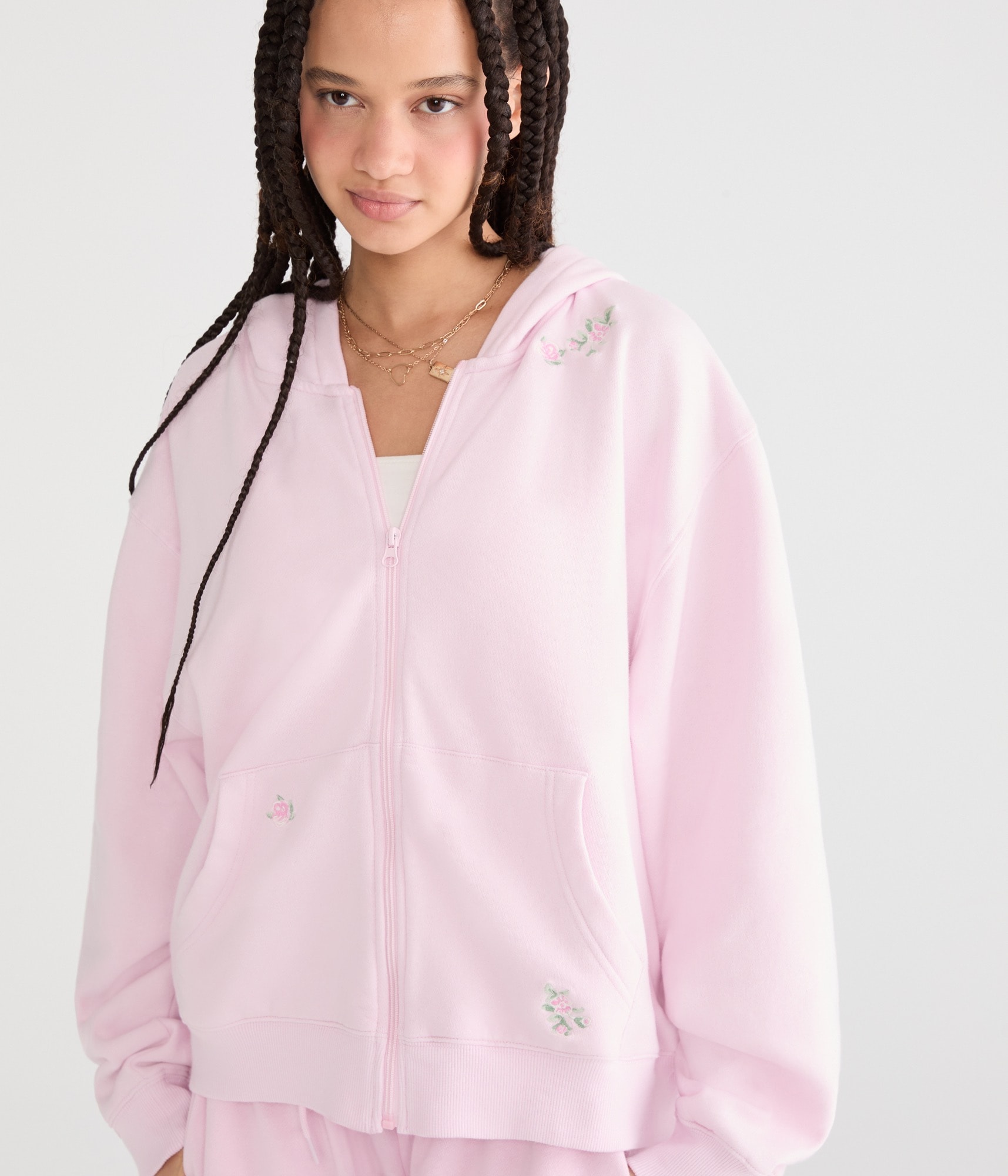 Cloud Soft Floral Oversized Full-Zip Hoodie