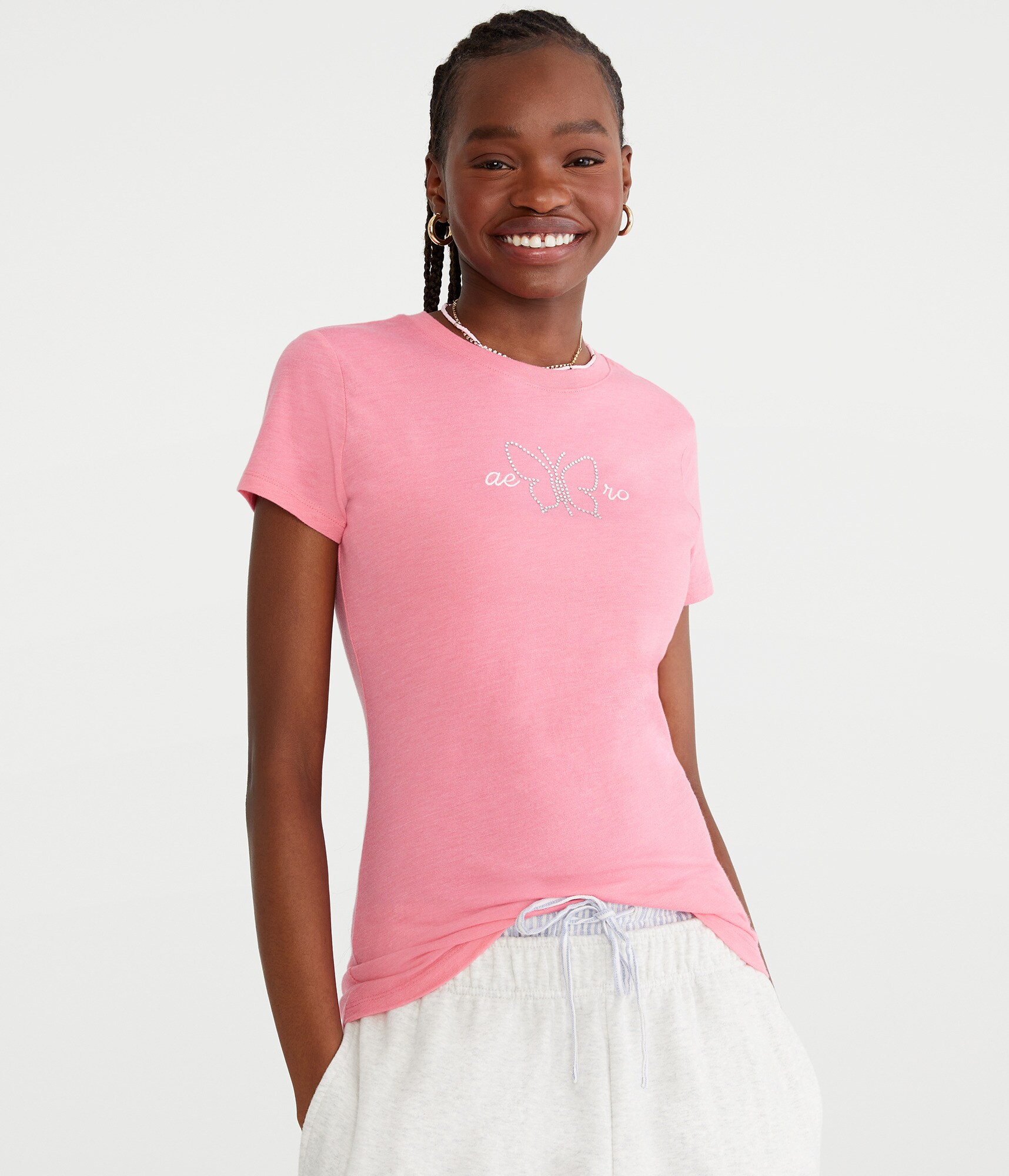 ♡m Aero Rhinestone Butterfly Graphic Tee