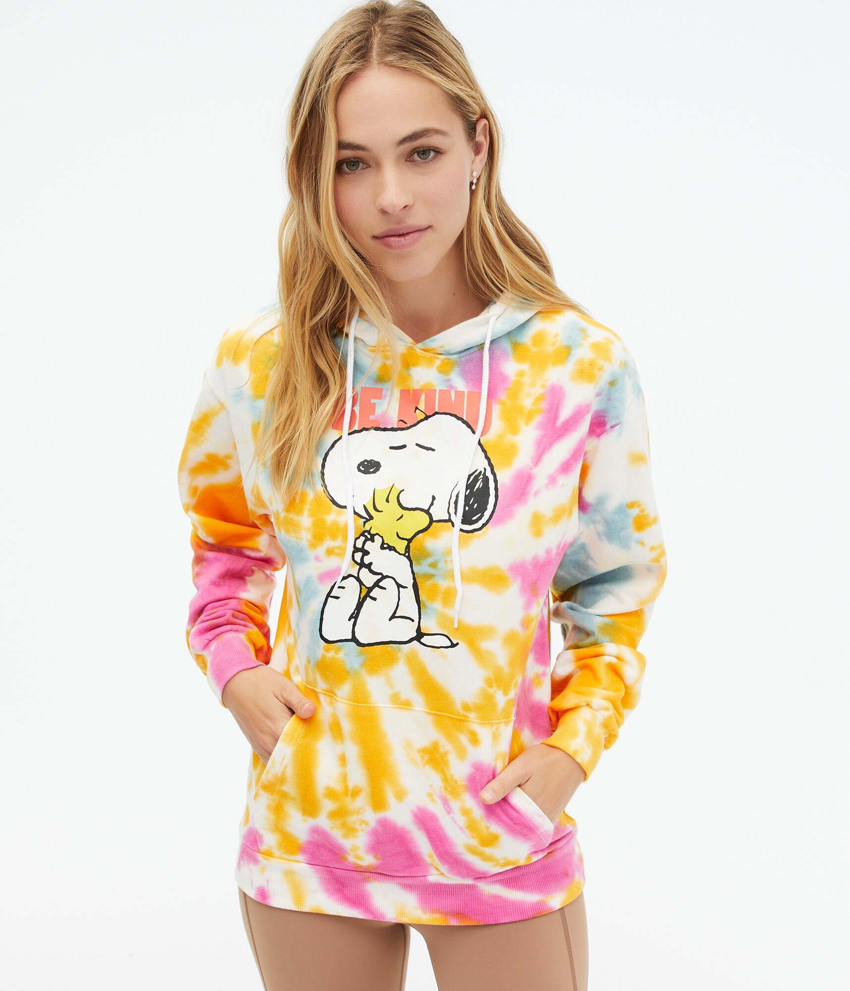 Snoopy Be Kind Tie-Dye Oversized Pullover Hoodie