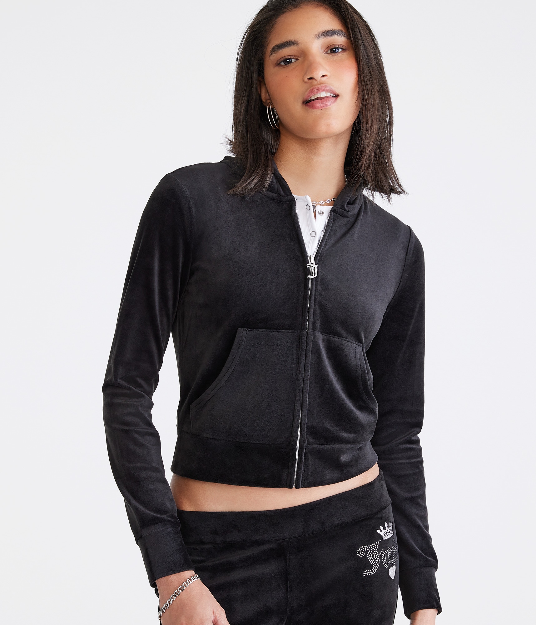 Juicy Couture Bling Velour Full-Zip Hoodie